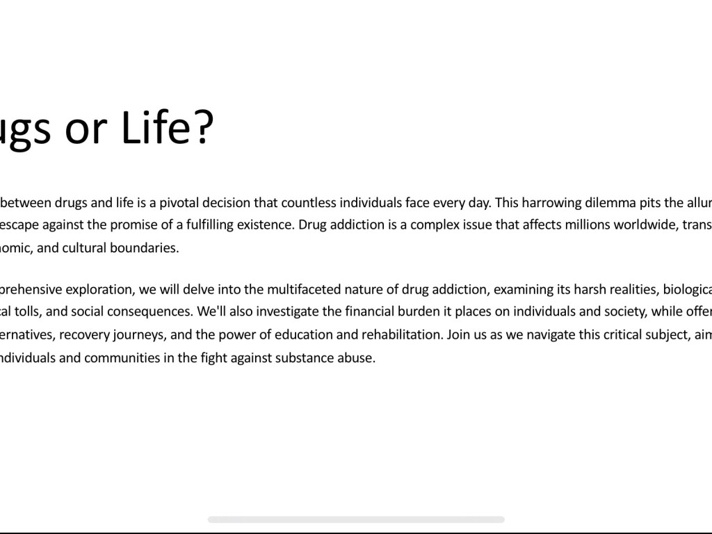 Drugs or life?